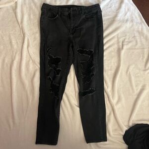 American Eagle Outfitters Black Distressed Skinny Jeans SZ 14S